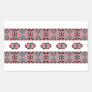 Original Red and Black cross-stitch Pattern Rectangular Sticker