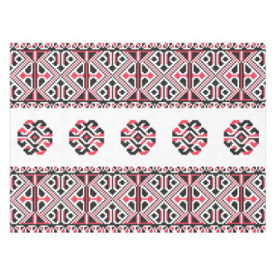 Original Red and Black cross-stitch Pattern Tablecloth