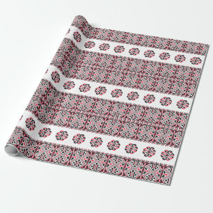 Original Red and Black cross-stitch Pattern Wrapping Paper