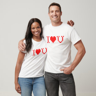 Original Red Cross-Stitch Text Design A LOVE YOU T-Shirt
