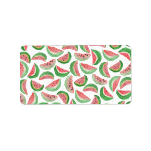 Original red green watercolor trendy watermelon label