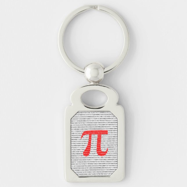 Original red number pi day mathematical symbol key ring (Front)