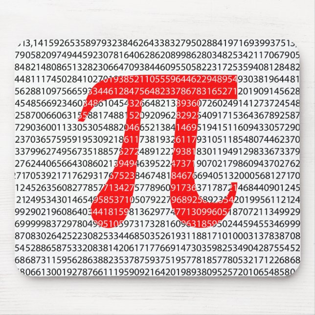 Original red number pi day mathematical symbol mouse mat (Front)
