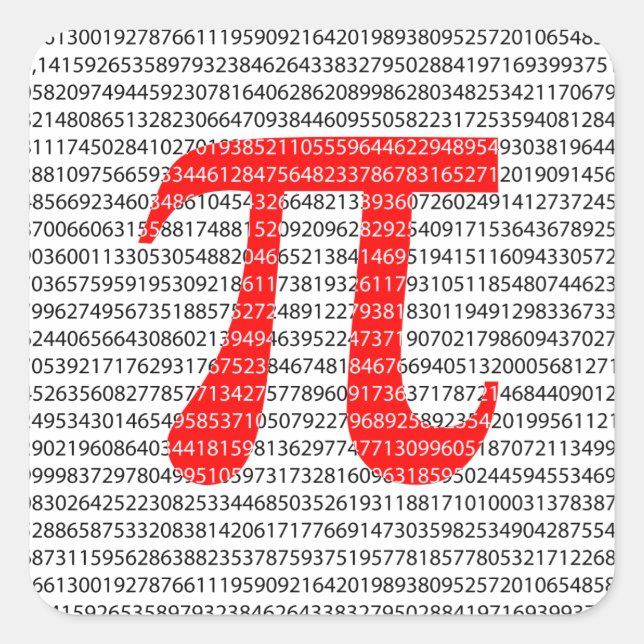 Original red number pi day mathematical symbol square sticker (Front)