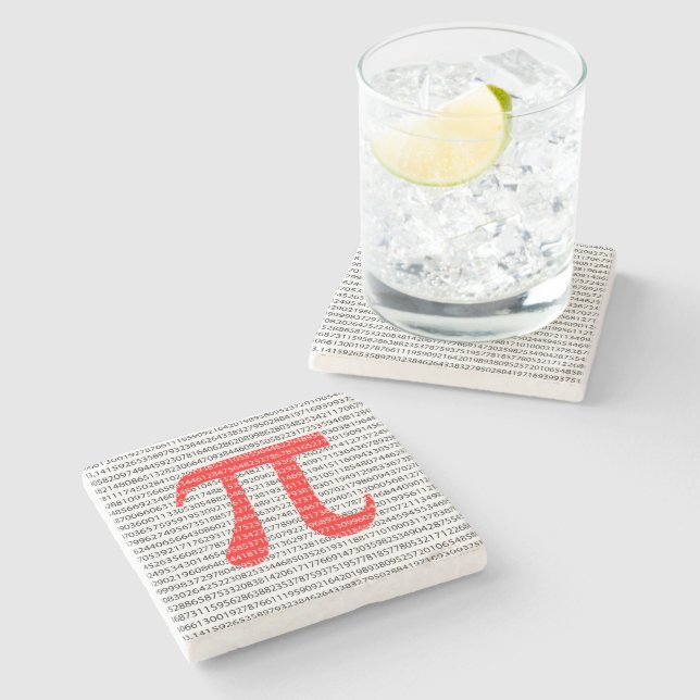 Original red number pi day mathematical symbol stone coaster (Side)