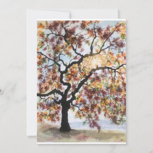 Original Red Tree Art on Blank Card