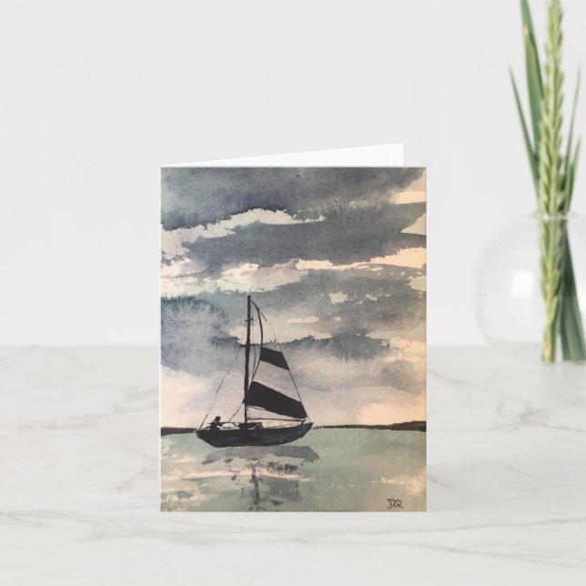 Original Sailboat Art on Blank Card (Front)