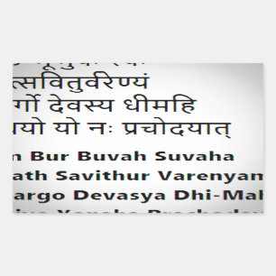 Original Sanskrit Text:  The Gayatri Mantra ,Yoga Rectangular Sticker