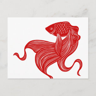 Original Scissors-cut Goldfish Postcard