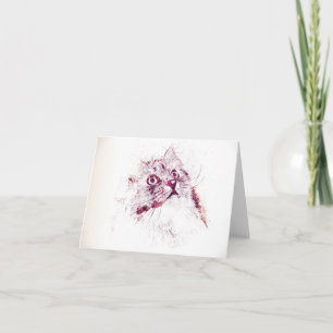 Original Siberian Cat Note Card