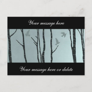 Original silver birch, bird - wedding, civil postcard