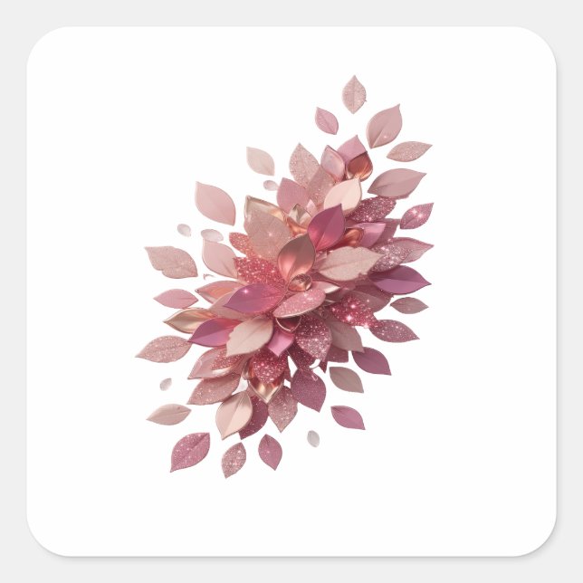 Original Silver PINK LEAVES Craft Sticker (Front)