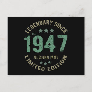 Original Since 1947 Vintage Legend Birthday Gift Postcard