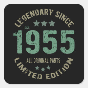 Original Since 1955 Vintage Legend Birthday Gift Square Sticker