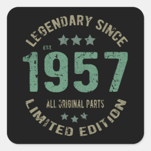 Original Since 1957 Vintage Legend Birthday Gift Square Sticker