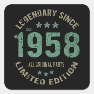 Original Since 1958 Vintage Legend Birthday Gift Square Sticker