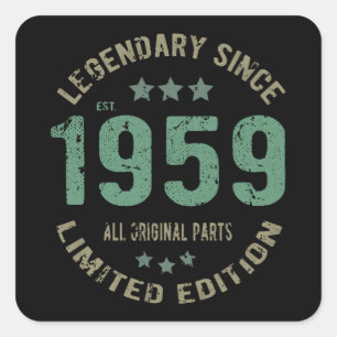 Original Since 1959 Vintage Legend Birthday Gift Square Sticker