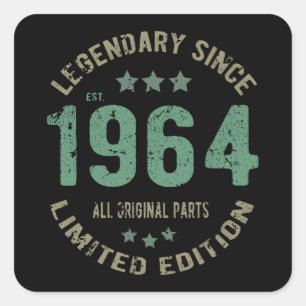 Original Since 1964 Vintage Legend Birthday Gift Square Sticker