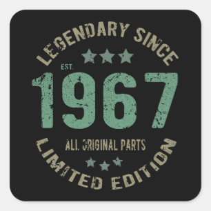 Original Since 1967 Vintage Legend Birthday Gift Square Sticker