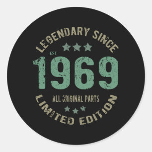 Original Since 1969 Vintage Legend Birthday Gift Classic Round Sticker