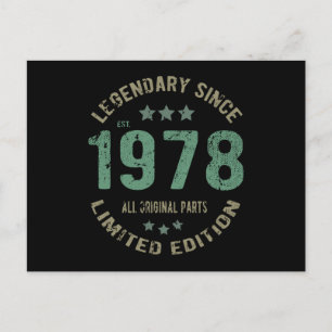 Original Since 1978 Vintage Legend Birthday Gift Postcard