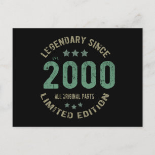 Original Since 2000 Vintage Legend Birthday Gift Postcard