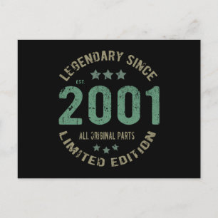 Original Since 2001 Vintage Legend Birthday Gift Postcard