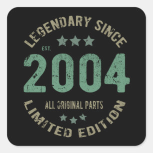 Original Since 2004 Vintage Legend Birthday Gift Square Sticker