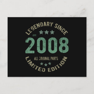 Original Since 2008 Vintage Legend Birthday Gift Postcard