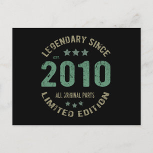 Original Since 2010 Vintage Legend Birthday Gift Postcard