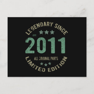 Original Since 2011 Vintage Legend Birthday Gift Postcard