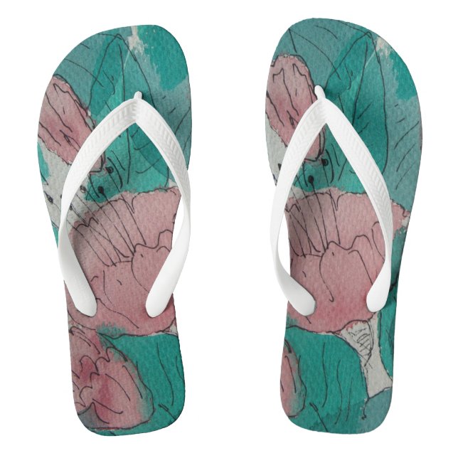 original sketchy abstract contempory floral flip flops (Footbed)