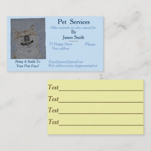 original smiling dog picture pet care services business card