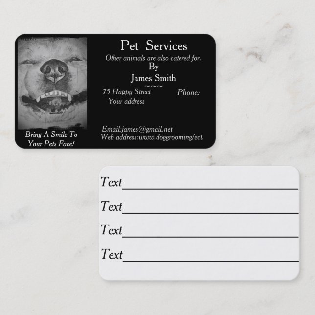original smiling dog picture pet care services business card (Front/Back)