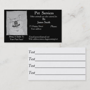 original smiling dog picture pet care services business card