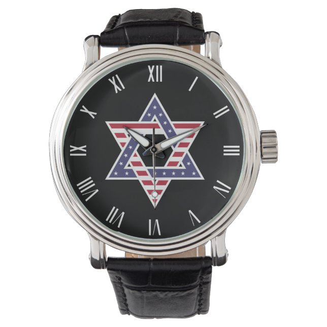 Original Star of David symbol stylised USA flag Watch (Front)