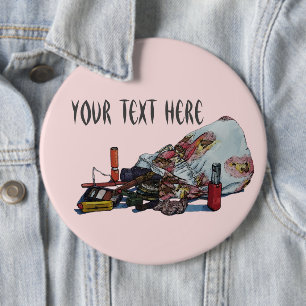 original still life picture of vintage make up 6 cm round badge