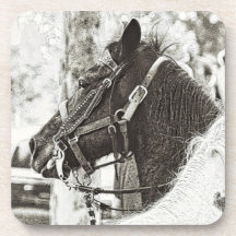 Original stylised black & white graphic art horse