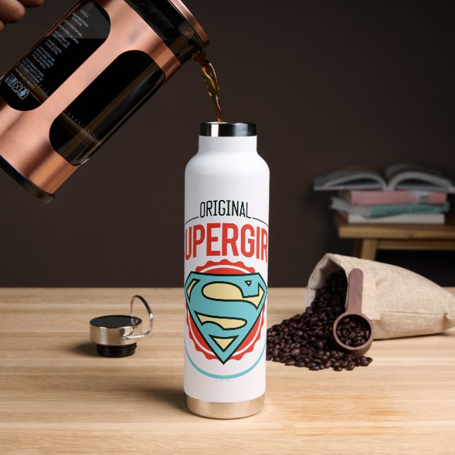 Original Supergirl Vintage Logo Badge Water Bottle (Coffee)