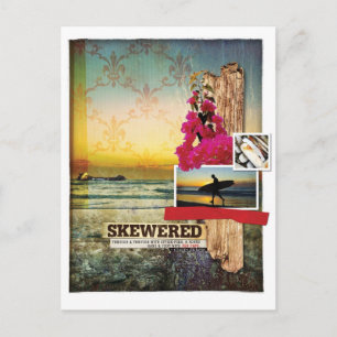 Original Surf Theme Digital Art Collage Postcard