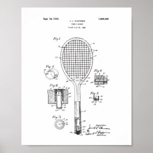 Original Tennis Racket Patent Poster - Vintage