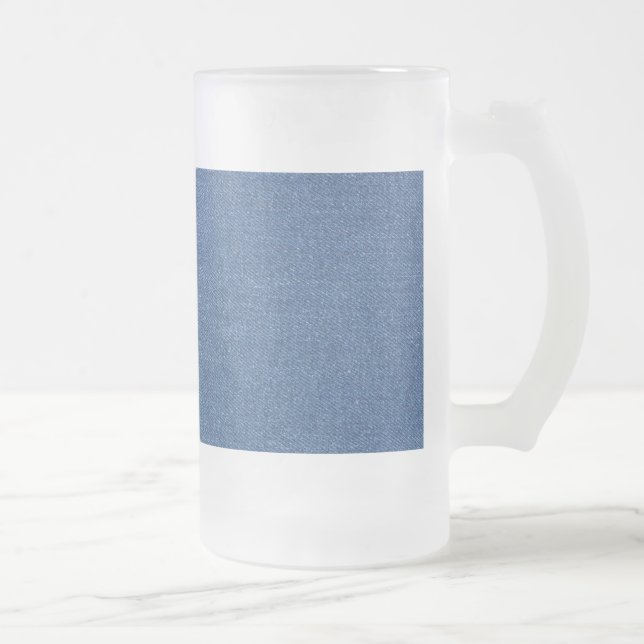 Original textile fabric blue fashion jean denim frosted glass beer mug (Right)