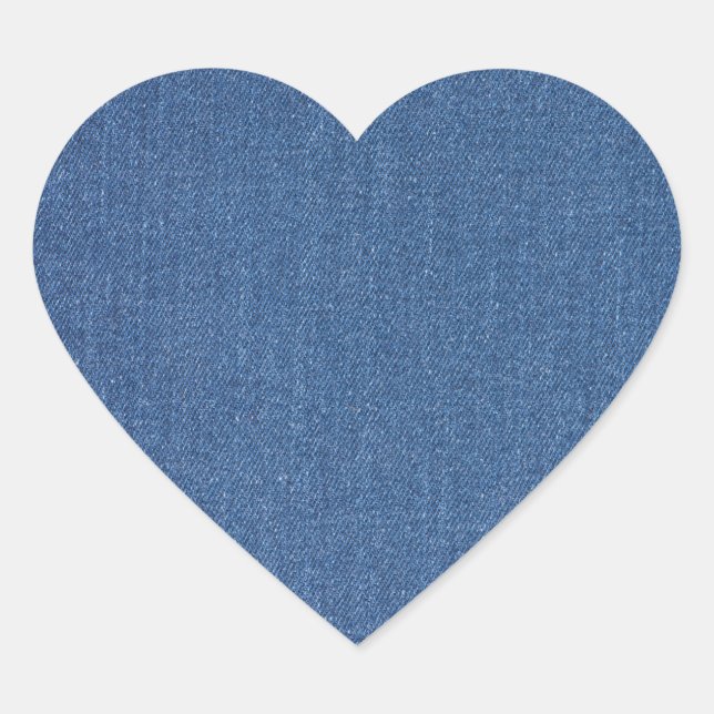 Original textile fabric blue fashion jean denim heart sticker (Front)