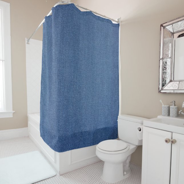 Original textile fabric blue fashion jean denim shower curtain (In Situ)