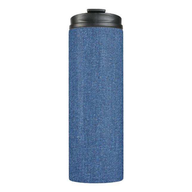 Original textile fabric blue fashion jean denim thermal tumbler (Front)