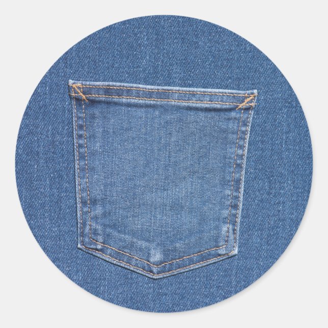 Original textile fabric blue fashion jeans pocket classic round sticker (Front)