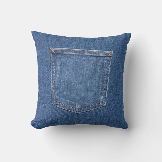 Original textile fabric blue fashion jeans pocket cushion (Front)