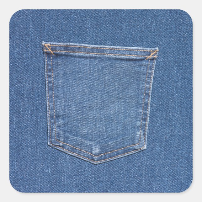 Original textile fabric blue fashion jeans pocket square sticker (Front)