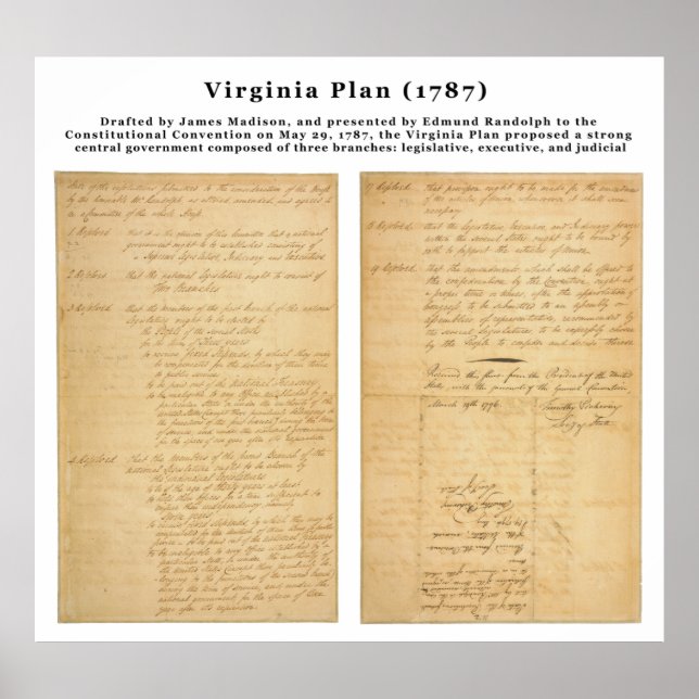 ORIGINAL The Virginia Plan 1787 Poster (Front)