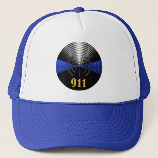 Original Thin Blue Line Divisional Symbol - 911 Trucker Hat (Front)